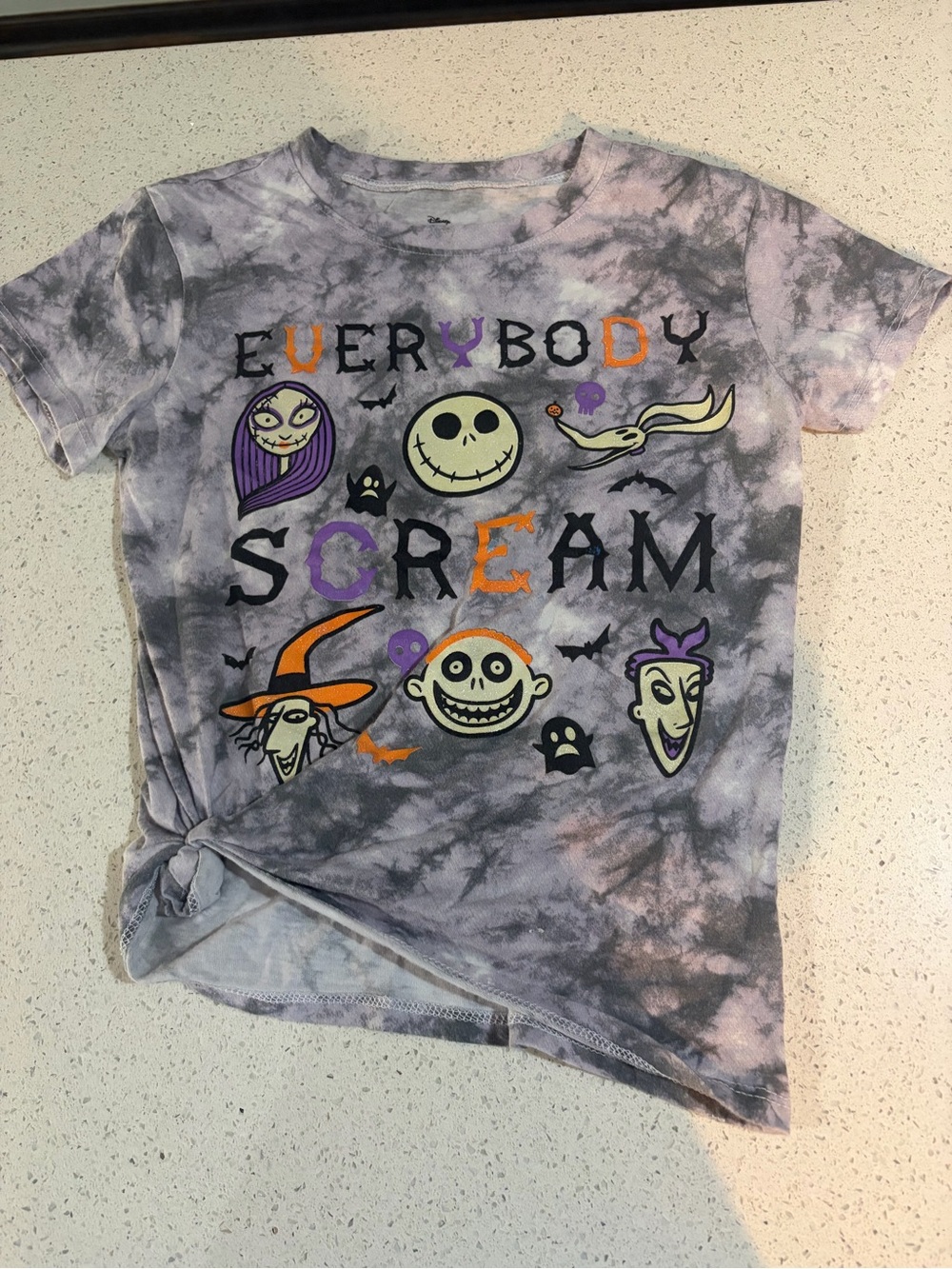 Disney The Nightmare Before Christmas Tie-Dye Pajama Top - Gray & Purple